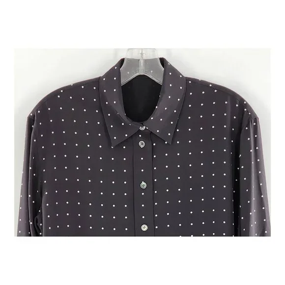 JOSEPH NWT Brooks Silk Black / Ivory Polka Dot Shirt - Picture 8 of 13